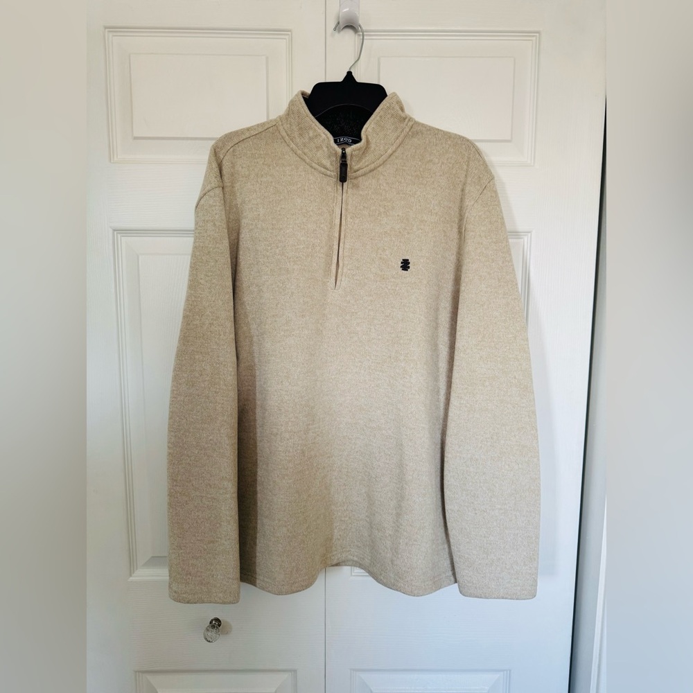Izod Men's Tan Zip-Up Sweater